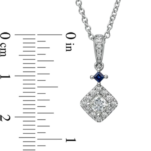 Vera Wang Love Collection 0.38 CT. T.W. Princess-Cut Diamond and Blue Sapphire Pendant in 14K White Gold|Peoples Jewellers