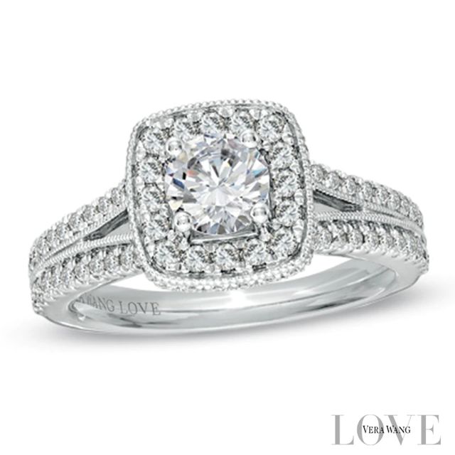 Vera Wang Love Collection CT. T.W. Diamond Split Shank Engagement Ring in 14K White Gold