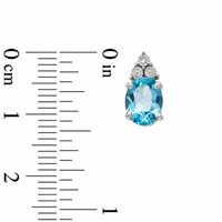 Oval Swiss Blue Topaz and Diamond Accent Pendant, Ring and Earrings Set in Sterling Silver - Size 7|Peoples Jewellers