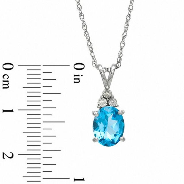 Oval Swiss Blue Topaz and Diamond Accent Pendant, Ring and Earrings Set in Sterling Silver - Size 7|Peoples Jewellers