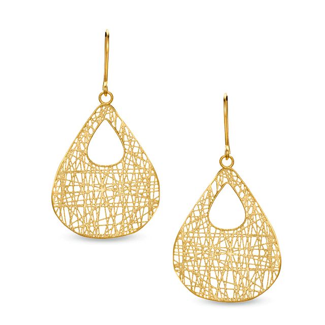 Pear-Shaped Textured Wire Drop Earrings in 10K Gold|Peoples Jewellers