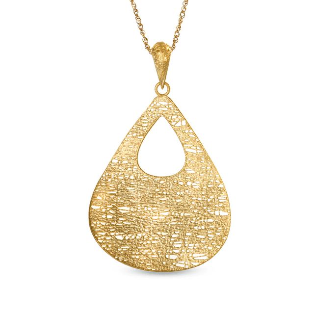 Pear-Shaped Textured Wire Pendant in 10K Gold|Peoples Jewellers