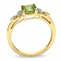 6.0mm Cushion-Cut Peridot and Lab-Created White Sapphire Ring in 10K Gold|Peoples Jewellers