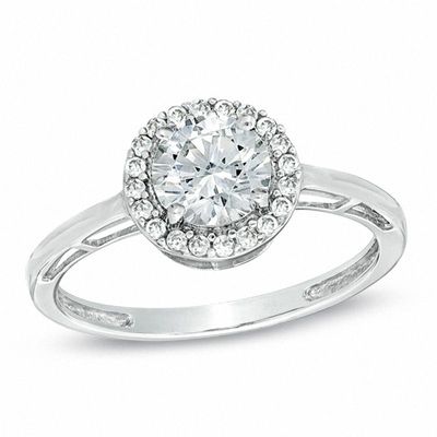 6.0mm Lab-Created White Sapphire Ring in 10K White Gold|Peoples Jewellers