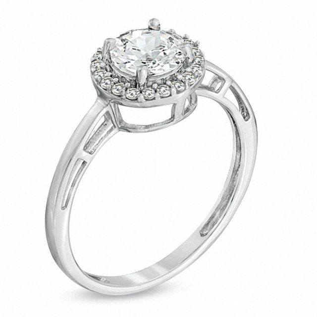 6.0mm Lab-Created White Sapphire Ring in 10K White Gold|Peoples Jewellers