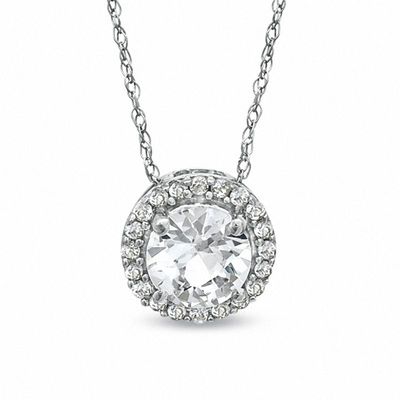 6.0mm Lab-Created White Sapphire Pendant in 10K White Gold|Peoples Jewellers