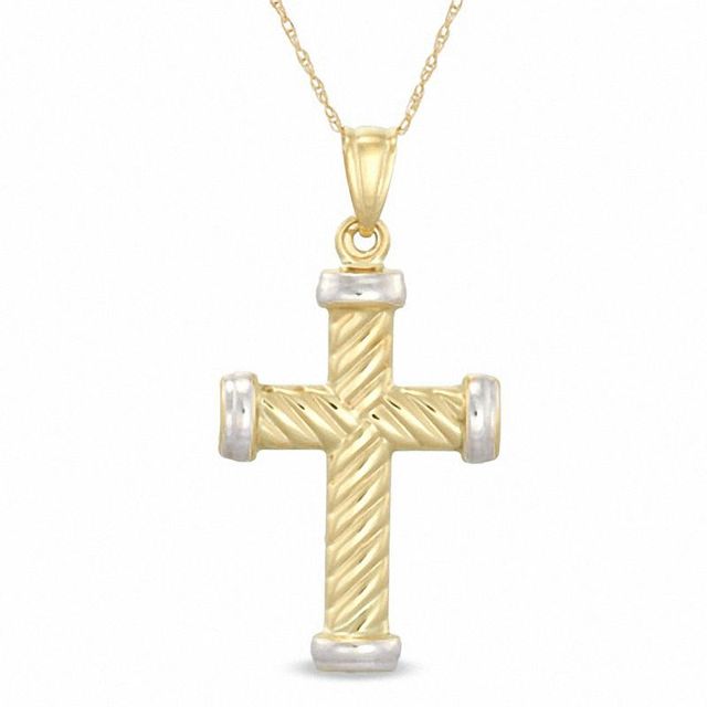 Large Fluted Cross Pendant in 10K Gold|Peoples Jewellers