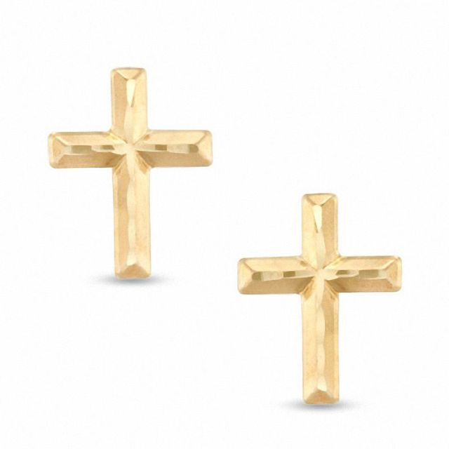 Child's Cross Stud Earrings in 14K Gold