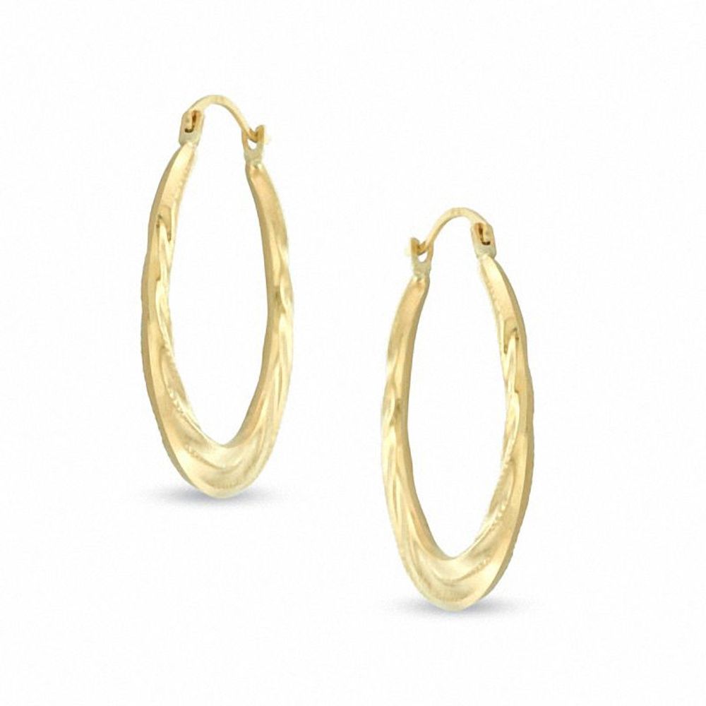 Textured Twist Hoop Earrings in 14K Gold|Peoples Jewellers