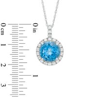 10.0mm Swiss Blue Topaz and Lab-Created White Sapphire Pendant in Sterling Silver|Peoples Jewellers