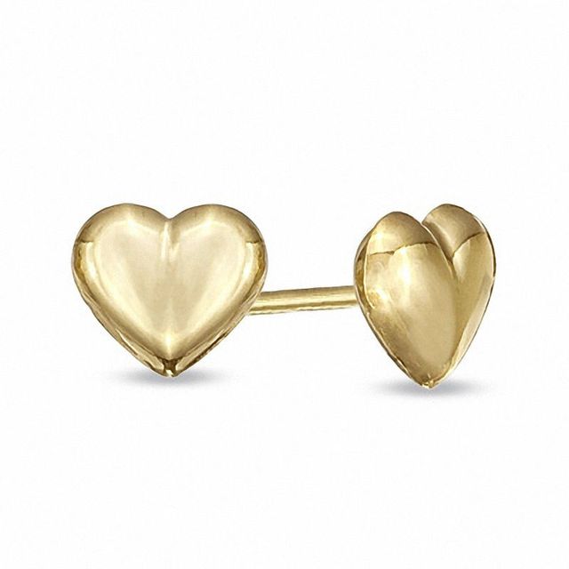 Child's Puffy Heart Stud Earrings in Hollow 14K Gold|Peoples Jewellers