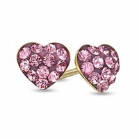 Child's Rose Crystal Heart Earrings in 14K Gold|Peoples Jewellers