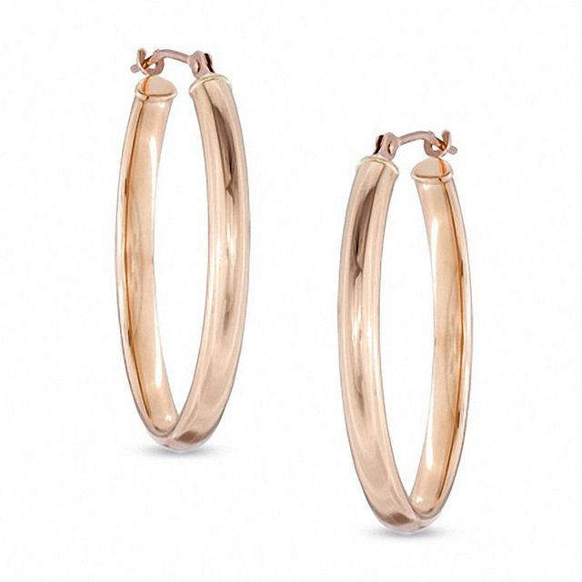 Oval Hoop Earrings in 14K Rose Gold