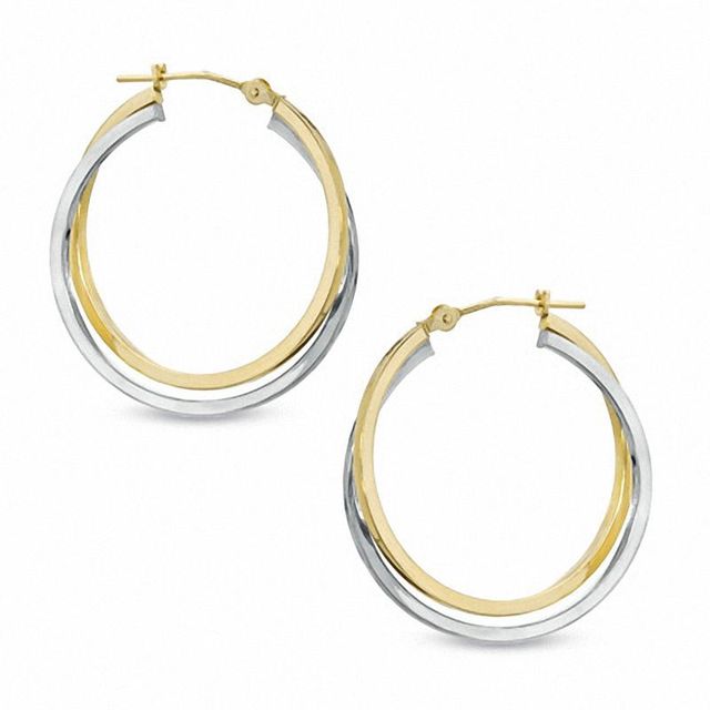 Twist Hoop Earrings in 14K Two-Tone Gold|Peoples Jewellers