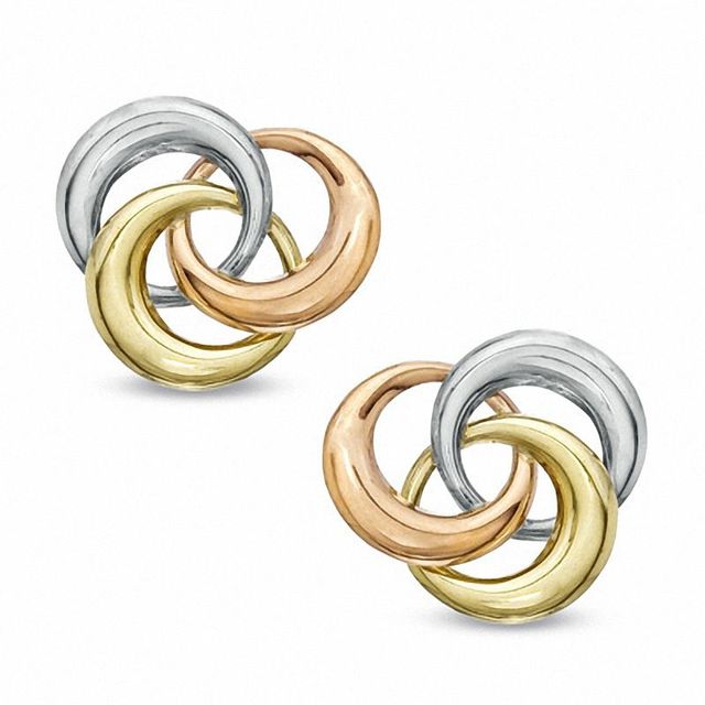 Swirl Earrings in Polished 14K Tri-Tone Gold|Peoples Jewellers