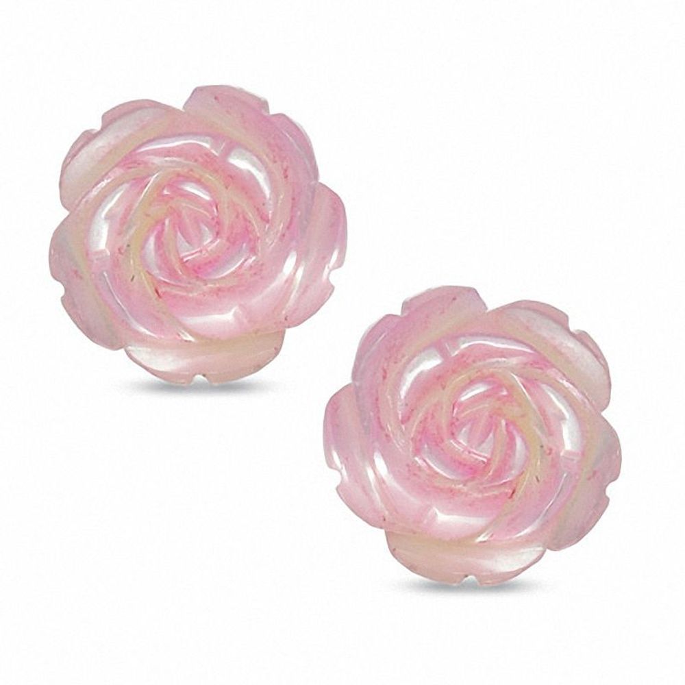 12.0mm Light Pink Mother-of-Pearl Flower Earrings in 14K Gold|Peoples Jewellers