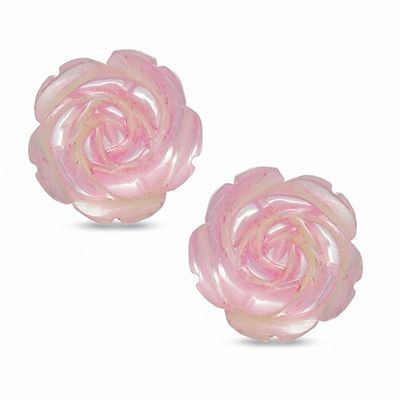 12.0mm Light Pink Mother-of-Pearl Flower Earrings in 14K Gold|Peoples Jewellers