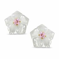 Mother-of-Pearl and Pink Cubic Zirconia Flower Earrings in 14K Gold|Peoples Jewellers