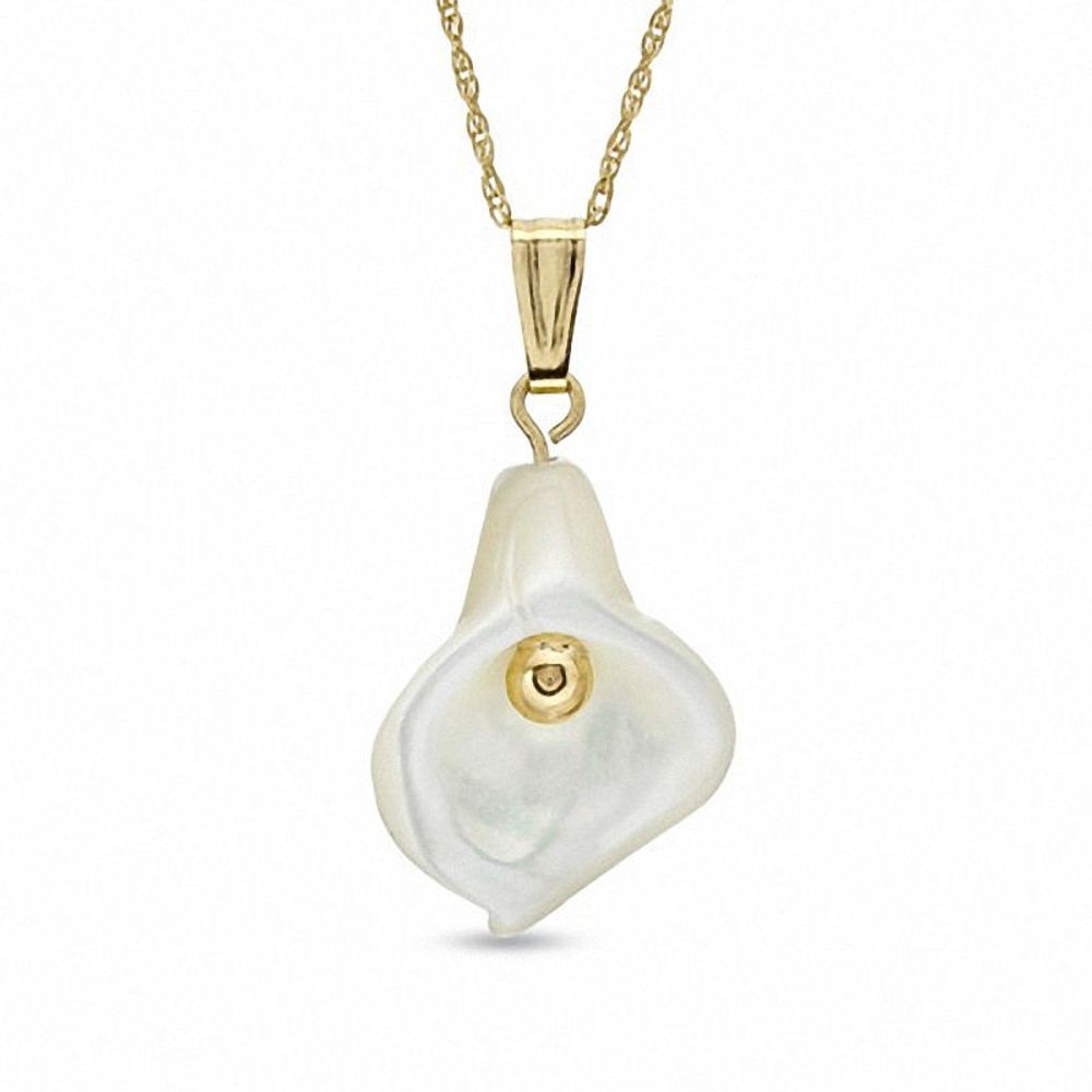 Mother-of-Pearl Flower Pendant in 14K Gold|Peoples Jewellers