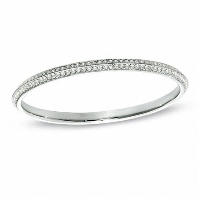 AVA Nadri Crystal Knife Edge Bangle in White Rhodium Brass - 8.0"|Peoples Jewellers