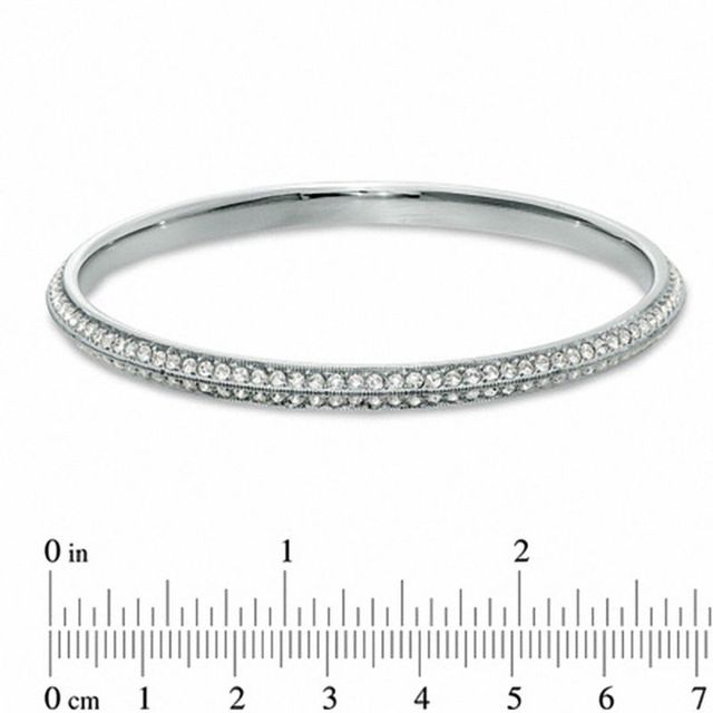 AVA Nadri Crystal Knife Edge Bangle in White Rhodium Brass - 8.0"