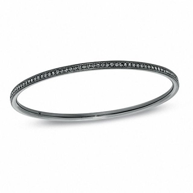 AVA Nadri Crystal Bangle in Hematite Grey Plated Brass - 7.5"