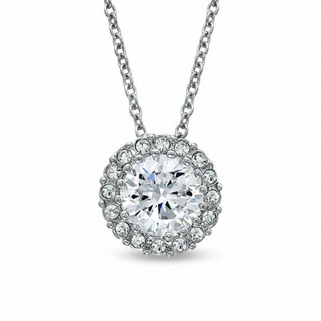 AVA Nadri Cubic Zirconia and Crystal Pendant in White Rhodium Brass - 16"|Peoples Jewellers