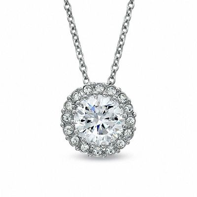 AVA Nadri Cubic Zirconia and Crystal Pendant in White Rhodium Brass - 16"|Peoples Jewellers