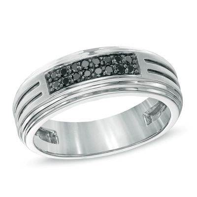 Men's 0.25 CT. T.W. Black Diamond Ring in Sterling Silver|Peoples Jewellers