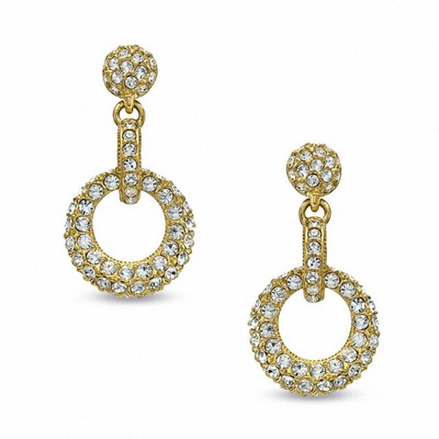 AVA Nadri Crystal Doorknocker Earrings in Brass with 18K Gold Plate|Peoples Jewellers