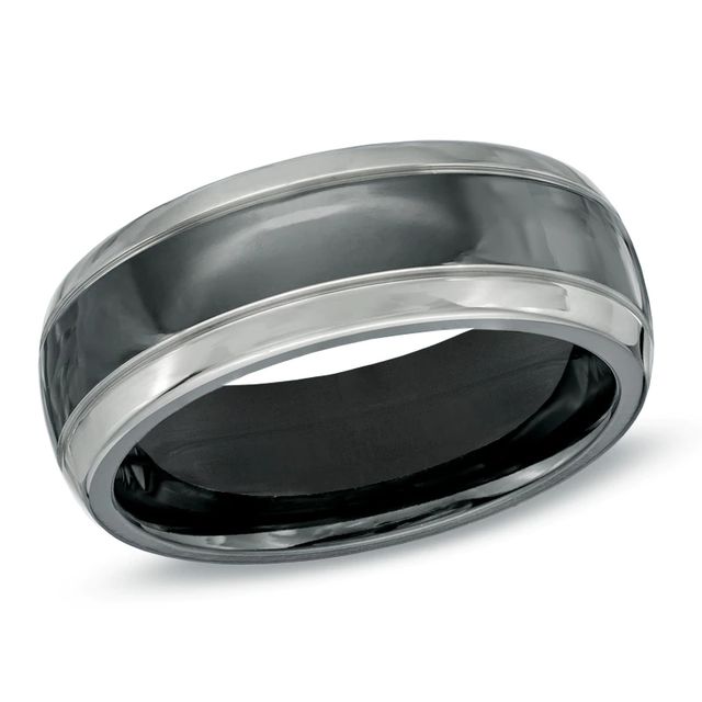 Men's 8.0mm Wedding Band in Black Titanium - Size 10|Peoples Jewellers