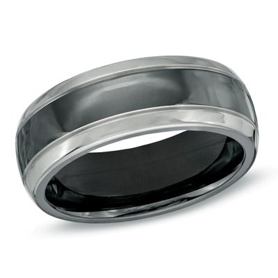 Men's 8.0mm Wedding Band in Black Titanium - Size 10|Peoples Jewellers