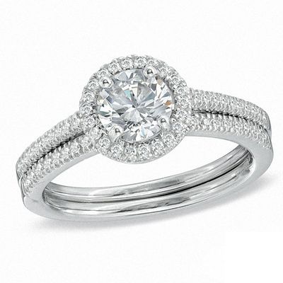 Celebration Canadian Lux® CT. T.W. Certified Diamond Bridal Set in 18K White Gold (I/SI2)|Peoples Jewellers