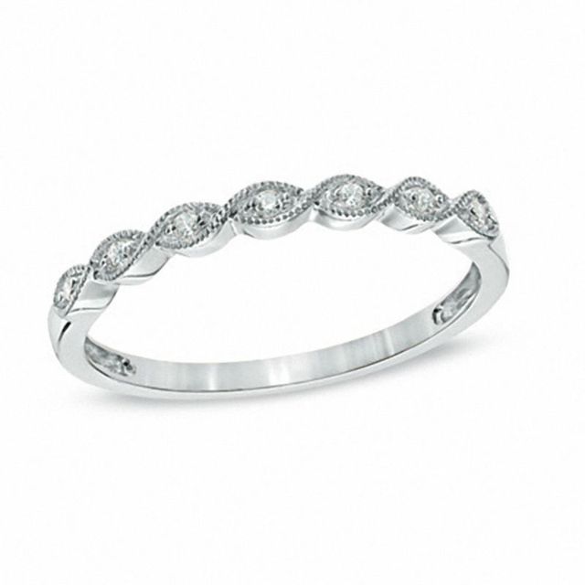 0.05 CT. T.W. Diamond Milgrain Band in 10K White Gold