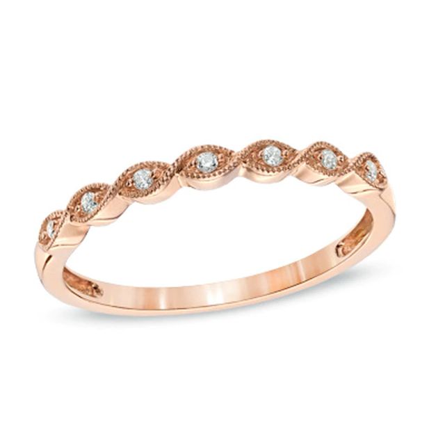 Diamond Accent Twist Anniversary Band in 10K Rose Gold|Peoples Jewellers