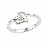 Lab-Created White Sapphire Heart Ring in Sterling Silver|Peoples Jewellers