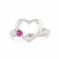 Lab-Created Ruby Heart Ring in Sterling Silver|Peoples Jewellers