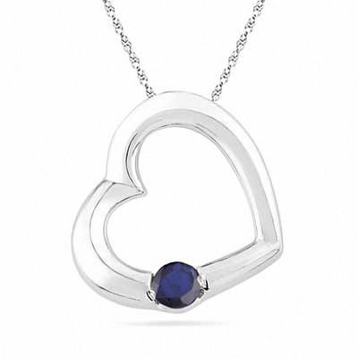 Lab-Created Blue Sapphire Heart Pendant in Sterling Silver|Peoples Jewellers