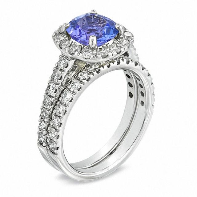 Peoples Certified Cushion-Cut Tanzanite and 1.45 CT. T.W. Diamond