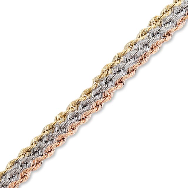 Triple Row Rope Bracelet in 10K Tri-Tone Gold - 7.50"|Peoples Jewellers