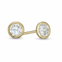 Child's 4.0mm Cubic Zirconia Bezel-Set Stud Earrings in 14K Gold|Peoples Jewellers