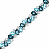 Blue and White Topaz Bracelet in Sterling Silver - 7.25"|Peoples Jewellers