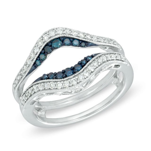 0.50 CT. T.W. Enhanced Blue and White Diamond Vintage-Style Solitaire Enhancer in 14K White Gold