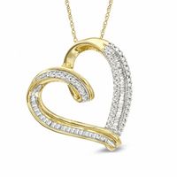 0.50 CT. T.W. Diamond Tilted Heart Pendant in 10K Gold|Peoples Jewellers