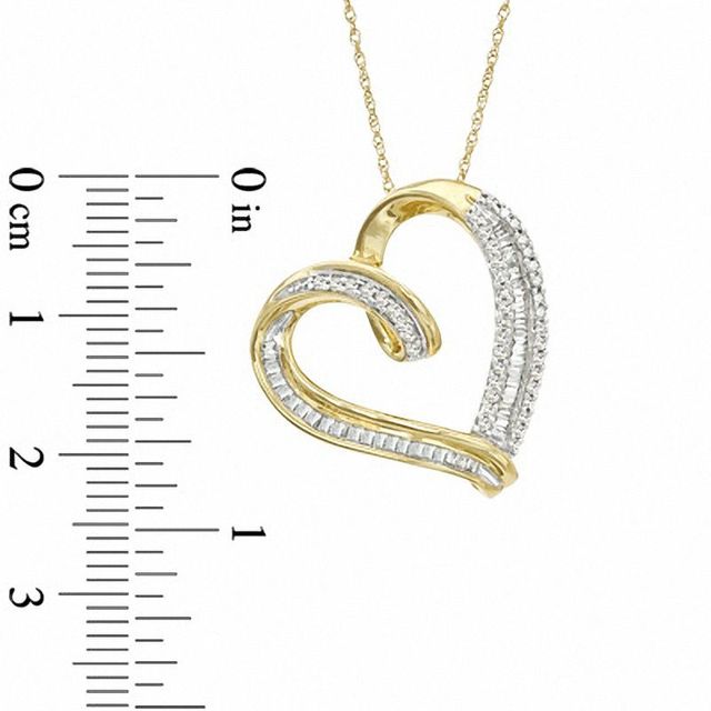 0.50 CT. T.W. Diamond Tilted Heart Pendant in 10K Gold|Peoples Jewellers