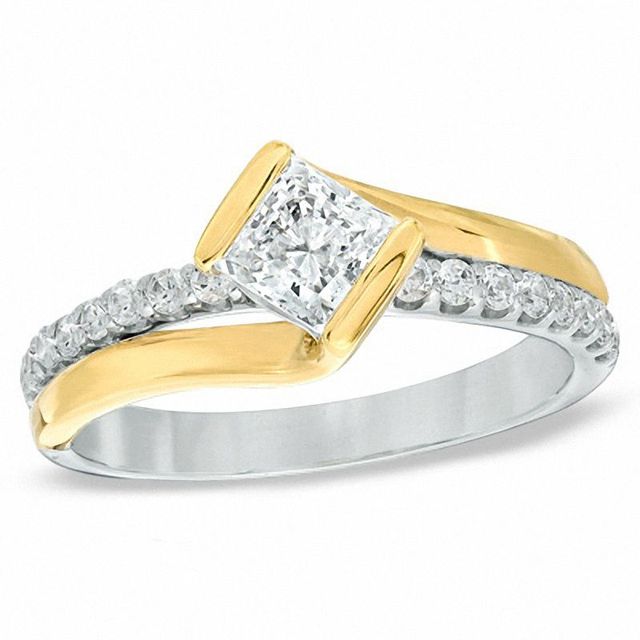 1.00 CT. T.W. Certified Canadian Princess-Cut Diamond Engagement Ring in 14K Two-Tone Gold (I/I1)|Peoples Jewellers