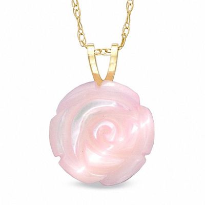 10.0mm Light Pink Mother-of-Pearl Flower Pendant in 14K Gold|Peoples Jewellers