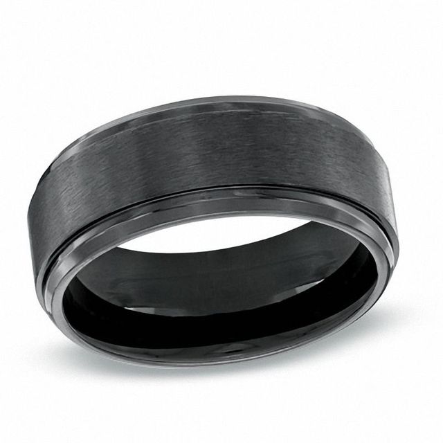 Men's 9.0mm Black Titanium Comfort Fit Wedding Band - Size 10|Peoples Jewellers