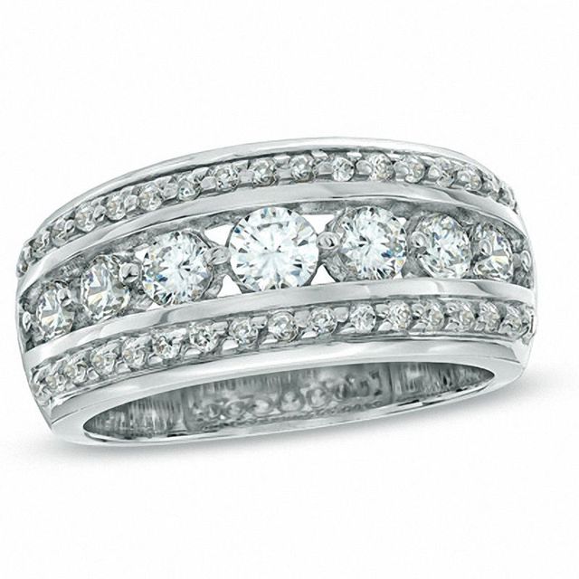1.00 CT. T.W. Diamond Seven Stone Band in 14K White Gold|Peoples Jewellers