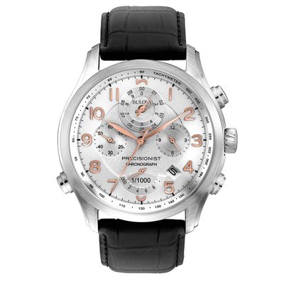 Men's Bulova Wilton Precisionist Chronograph Collection Strap Watch with White Dial (Model: 96B182)|Peoples Jewellers